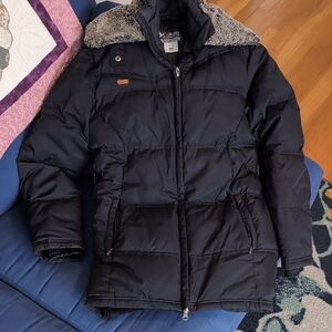 Columbia Black Puffer Jacket with Faux Shearling Collar